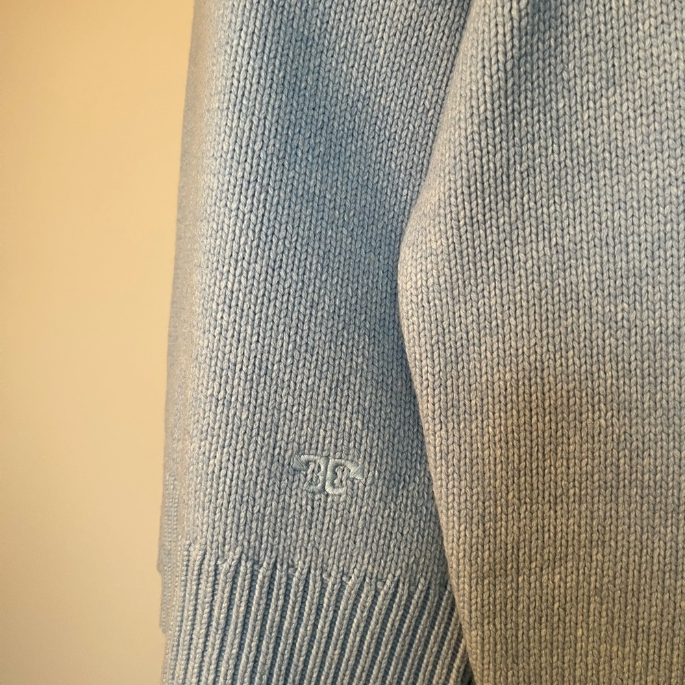 NWT Tory Burch Oversized Crew Neck Wool Sweater Dove Blue Size Small - Picture 7 of 13
